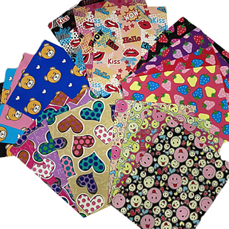 جلود اصطناعية مطبوعة ملونة للحقيبة